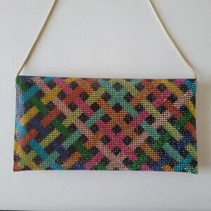 Sondra Roberts Rainbow Crystal Mesh Envelope Clutch, Excellent, Party Prom Date